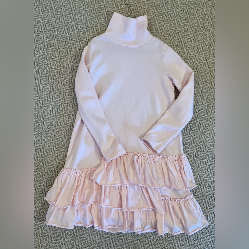 Crew Cuts 🎀 Girls dress Size 8 pale pink cotton sweatshirt material with ruffle
